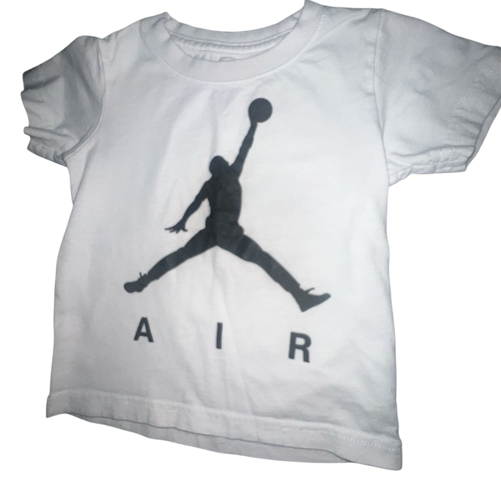 Kids White Graphic Tee Jordan Basketball Hooping